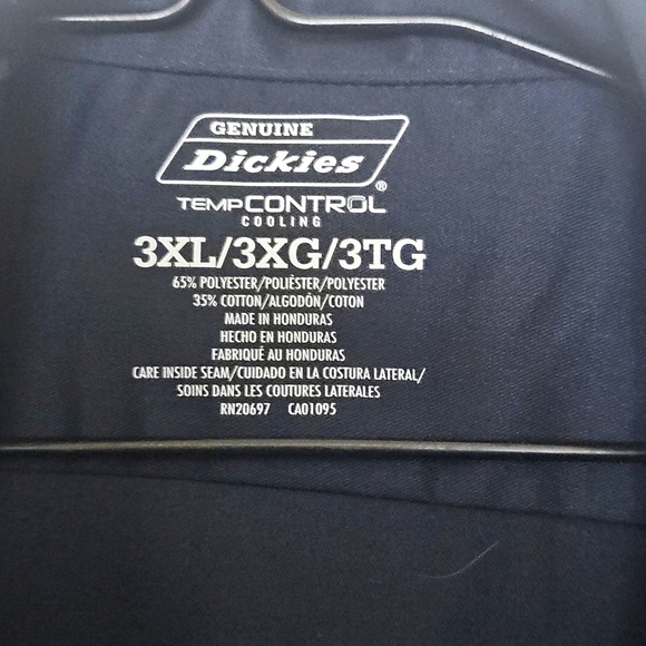 NWT Men's Dickies Temp Control Essential Long Sleeved Work Shirt 3XL Navy Blue - Picture 3 of 11